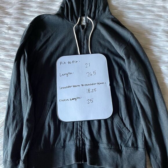 J. Crew Factory Ringspun Jersey Cotton Zip Up Hoodie in Charcoal Grey - Picture 6 of 6